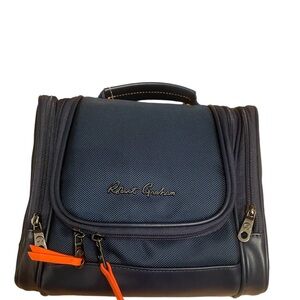 Robert Graham Dark Blue Toiletry Bag with Orange Accents